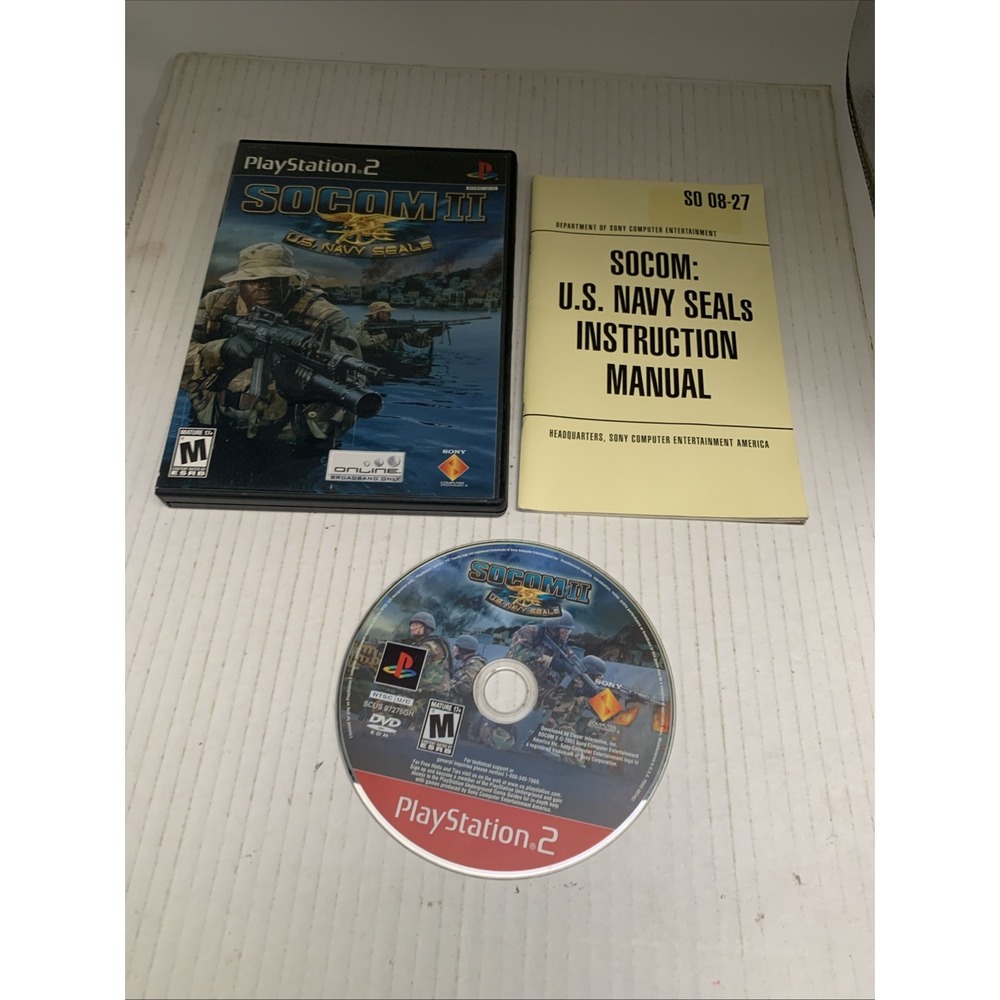 SOCOM II U.S. Navy SEALs Sony PlayStation 2 PS2 Black Label CIB SCUS-97275